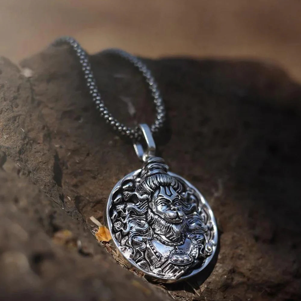 Silver Plated 3D Bajrangbali Hanuman Ji Necklace