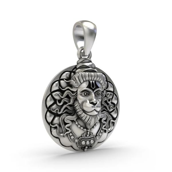 Silver Plated 3D Bajrangbali Hanuman Ji Necklace
