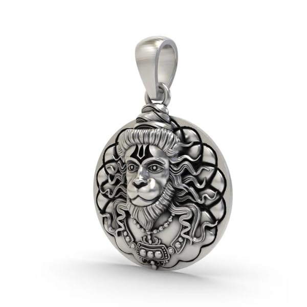 Silver Plated 3D Bajrangbali Hanuman Ji Necklace