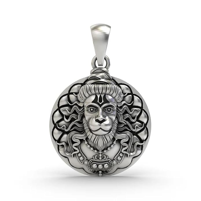 Silver Plated 3D Bajrangbali Hanuman Ji Necklace