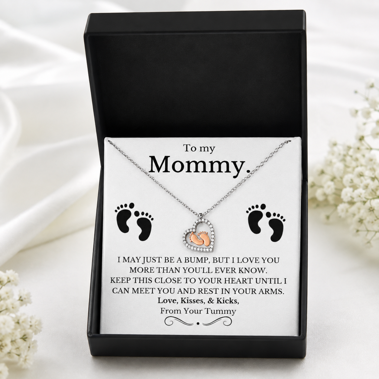 To My Wife, Our Little Miracle – Baby Feet Heart Necklace