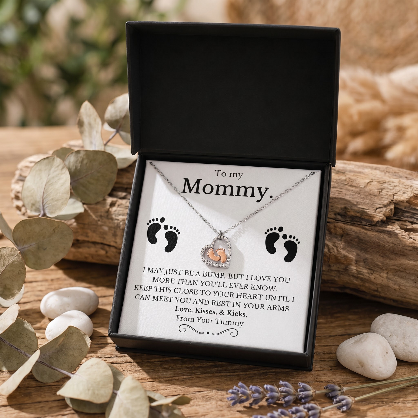 To My Wife, Our Little Miracle – Baby Feet Heart Necklace