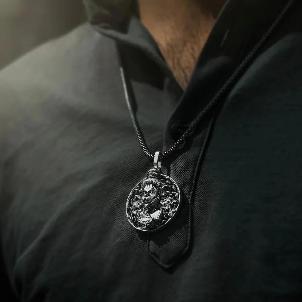 Silver Plated 3D Bajrangbali Hanuman Ji Necklace