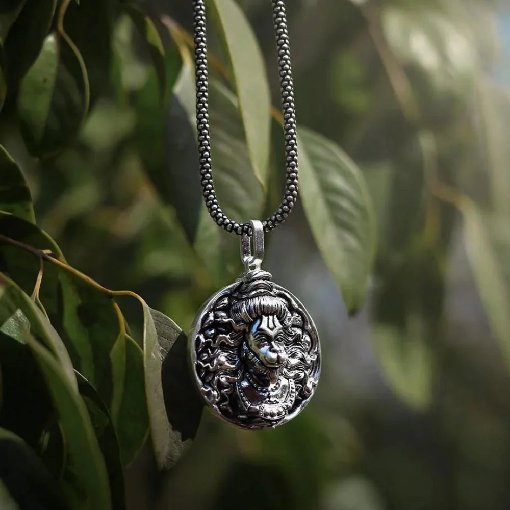 Silver Plated 3D Bajrangbali Hanuman Ji Necklace