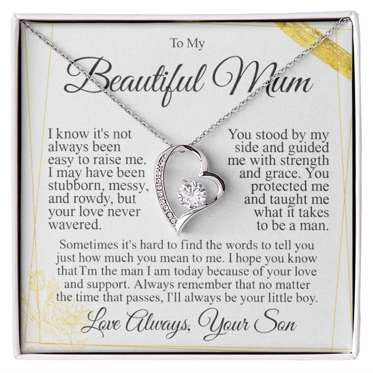 To My Mom - I Love You Heart Necklace