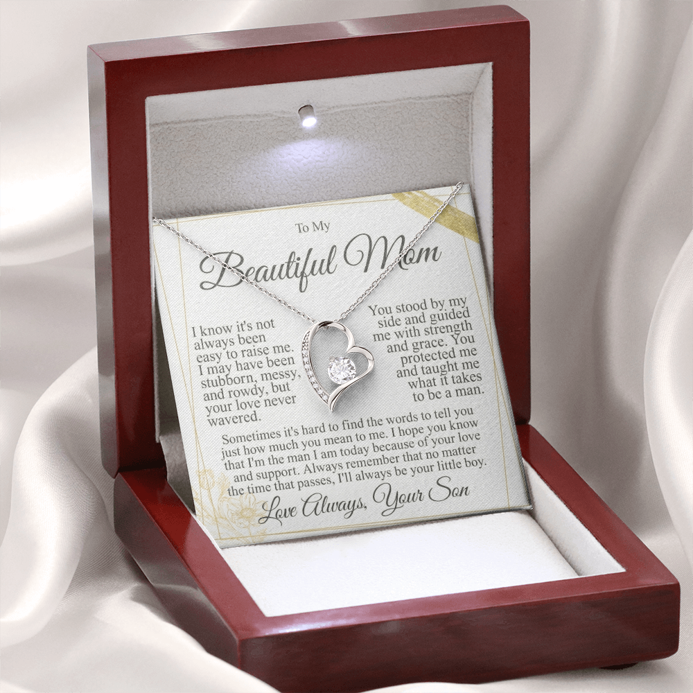 To My Mom - I Love You Heart Necklace