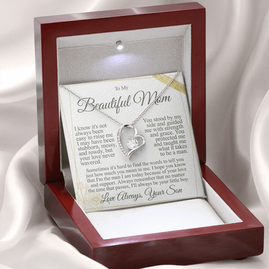 To My Mom - I Love You Heart Necklace