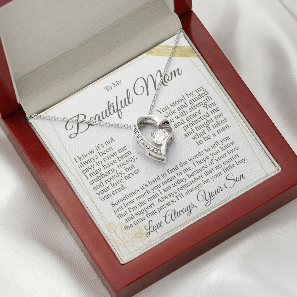 To My Mom - I Love You Heart Necklace