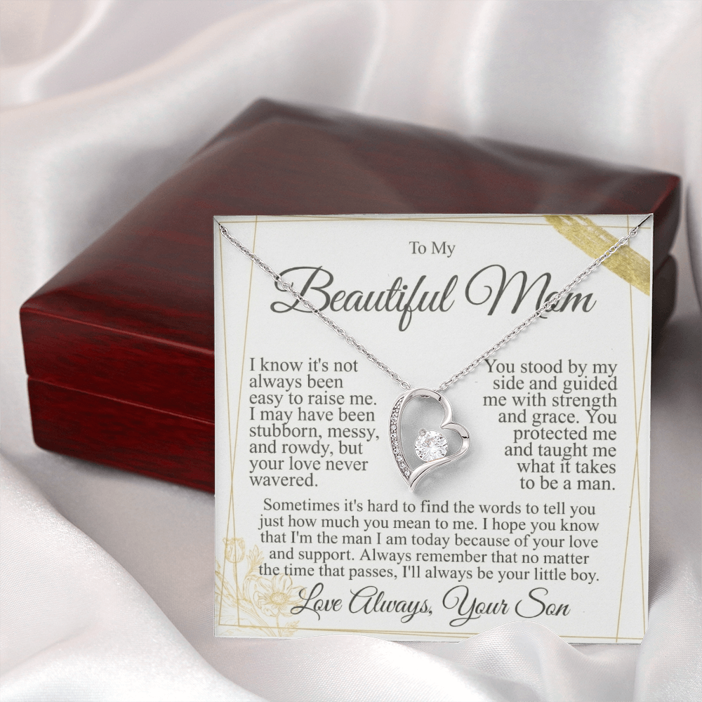To My Mom - I Love You Heart Necklace