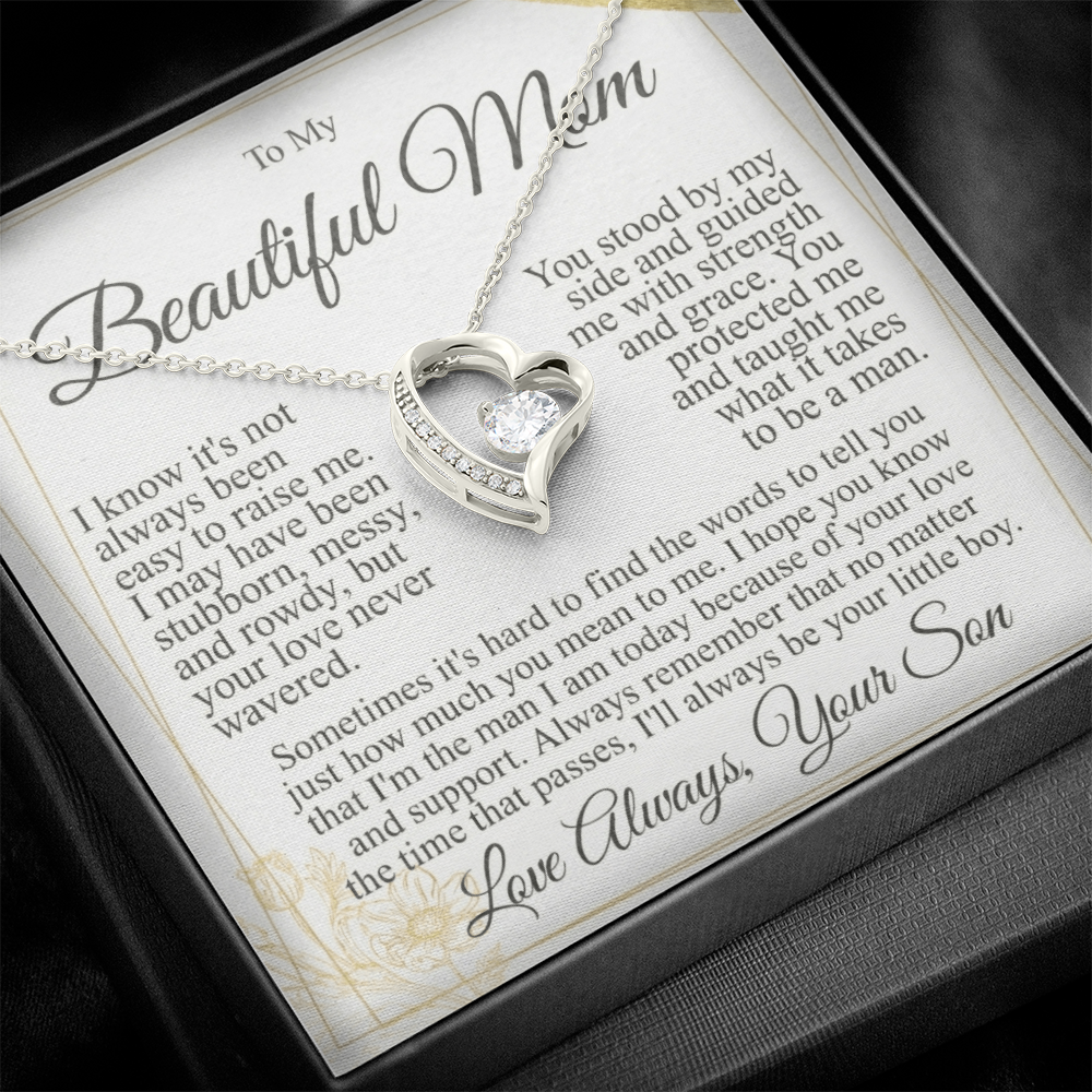 To My Mom - I Love You Heart Necklace