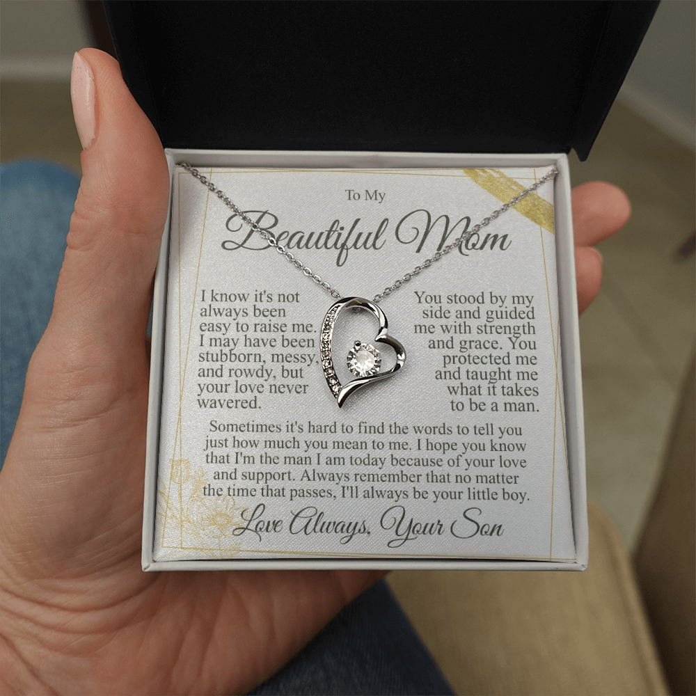 To My Mom - I Love You Heart Necklace