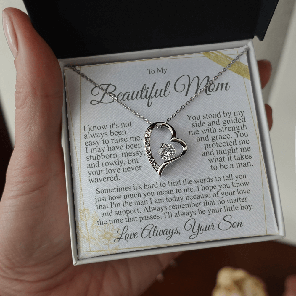 To My Mom - I Love You Heart Necklace