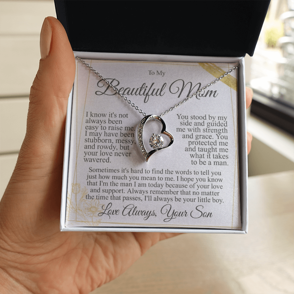 To My Mom - I Love You Heart Necklace