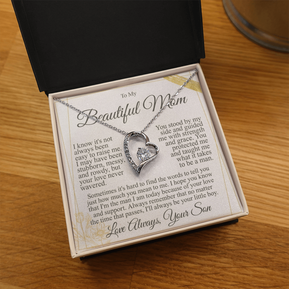 To My Mom - I Love You Heart Necklace