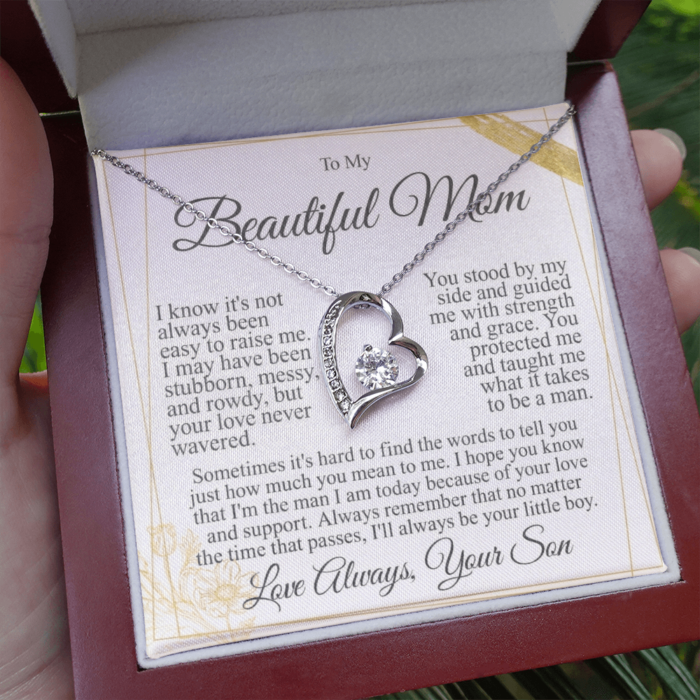 To My Mom - I Love You Heart Necklace